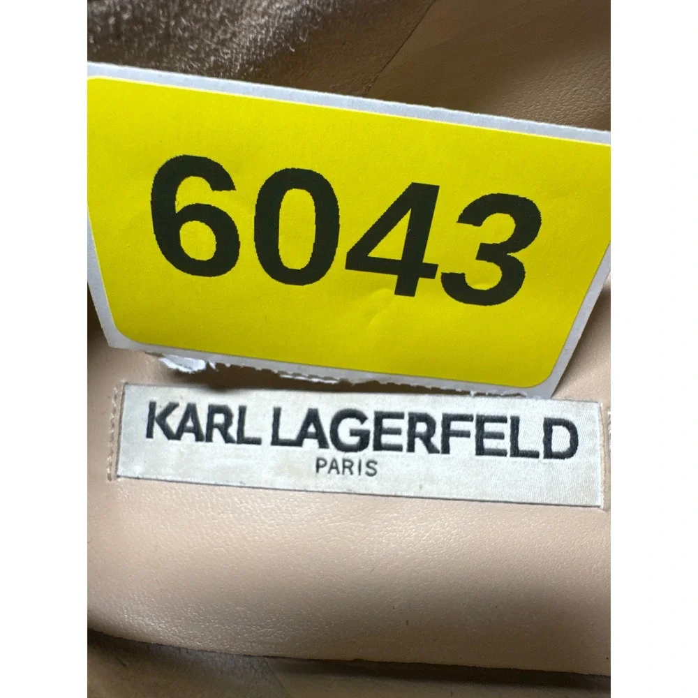 Karl Lagerfeld Paris Elsa Gold Metallic Snakeskin Chain Loafers Womans 9M